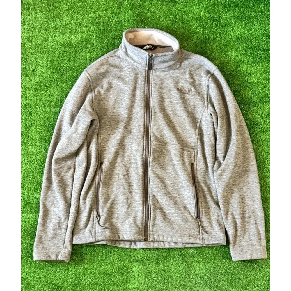 The North Face Men’s Gray Full Zip Fleece Jacket Stand-Up Collar Size M